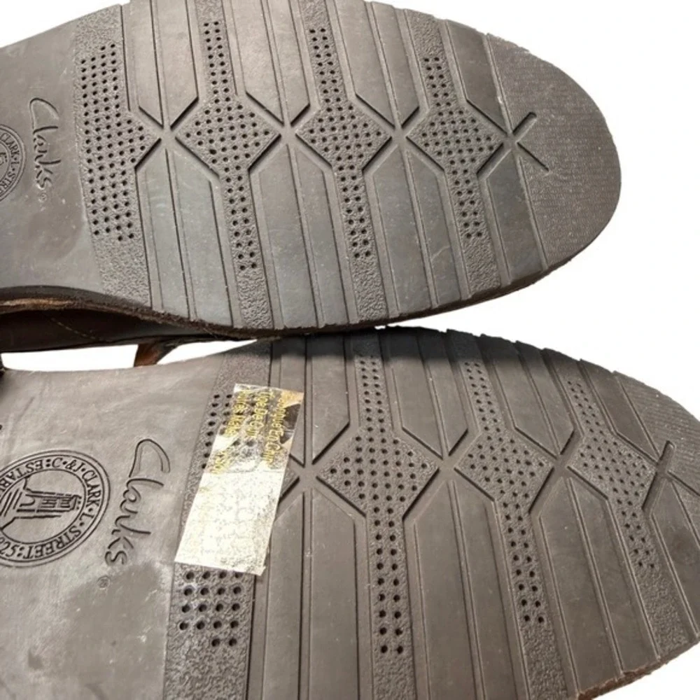 Clarks Nature Three Brown Waxy Leather Moc‎ Toe Loafers Walking Shoes Men 8M EUC